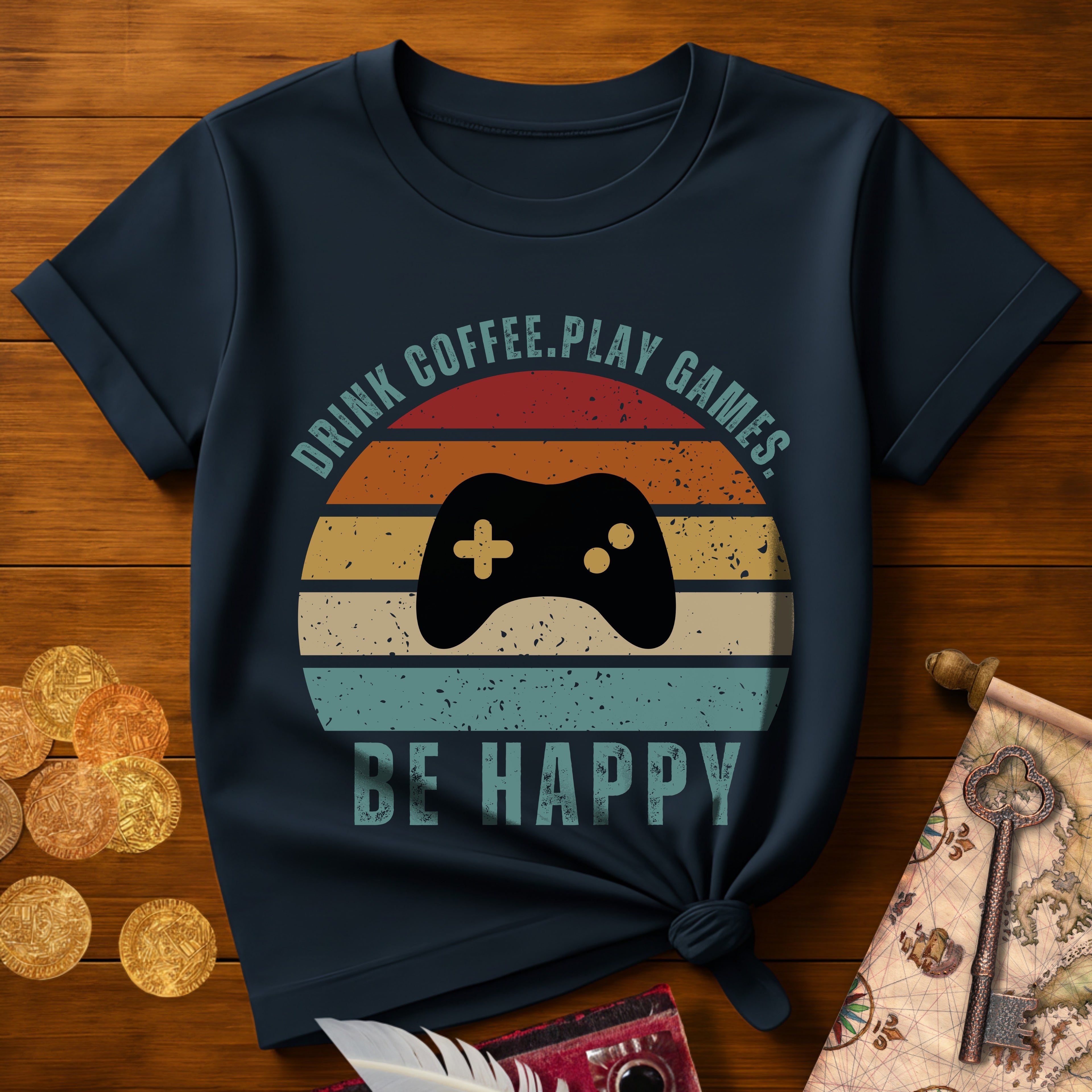 Drink Coffee Play VG Be Happy T-Shirt